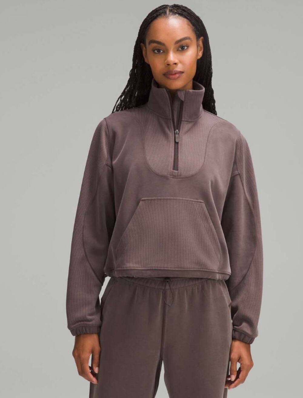 Lululemon Brushed Softstreme Ribbed Half Zip Espresso 4